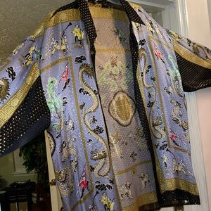 Dragon Print Versace Style Long Sleeve Silk Shirt
